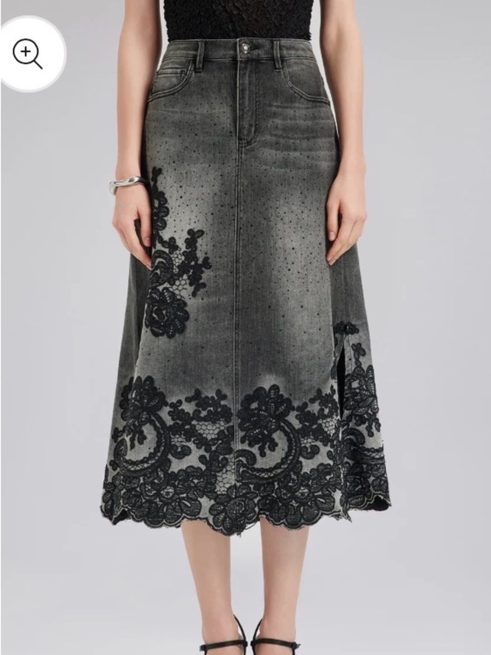 Rich Radi Qs women’s‎ xl embroidered lace rhinestone scalloped skirt quality